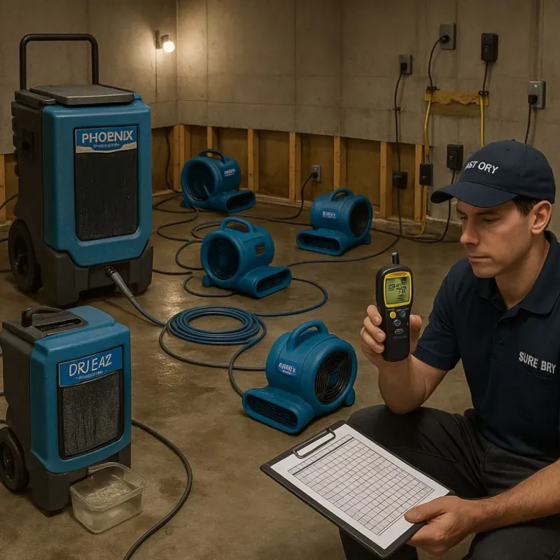 Structural Drying and Dehumidification process in Spring Valley, WI